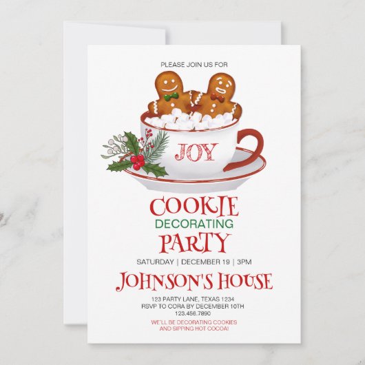 Uitnodiging voor kerstkoekjesDecoratieve Partij (Voorkant)