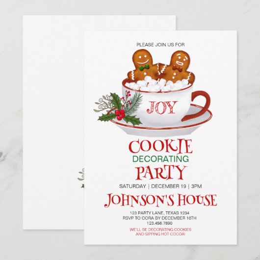 Uitnodiging voor kerstkoekjesDecoratieve Partij (Voorkant / Achterkant)