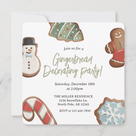 Uitnodiging voor kerstkoekjesDecoratieve Partij (Voorkant)