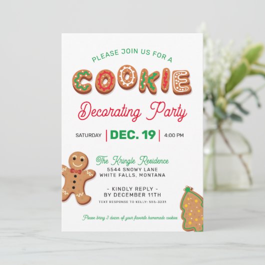 Uitnodiging voor kerstkoekjesDecoratieve Partij (Staand voorkant)