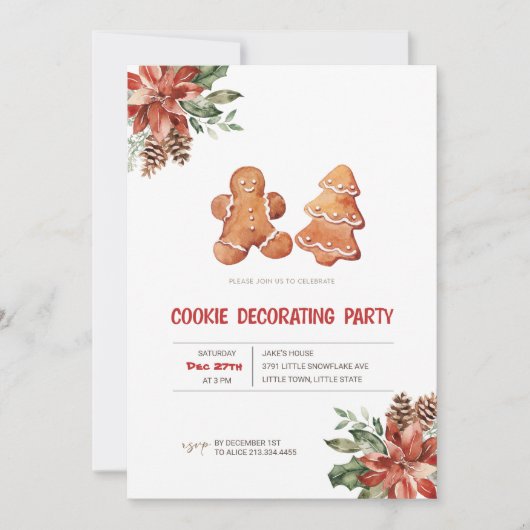 Uitnodiging voor kerstkoekjesDecoratieve Partij (Voorkant)