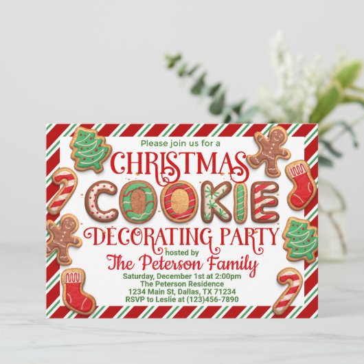 Uitnodiging voor kerstkoekjesDecoratieve Partij (Staand voorkant)