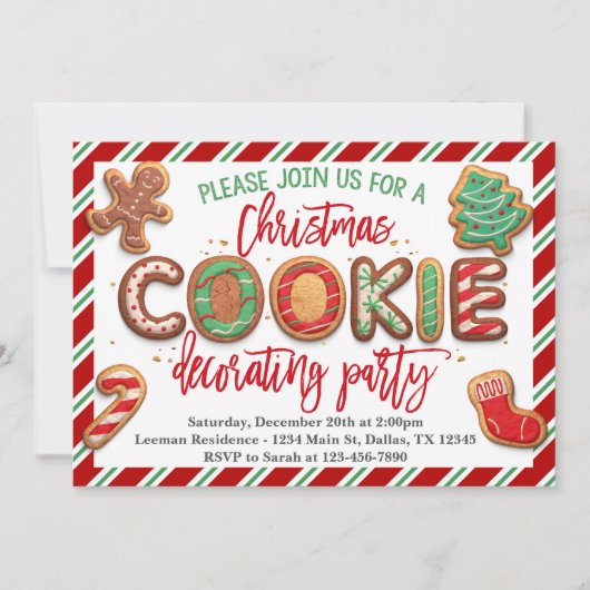 Uitnodiging voor kerstkoekjesDecoratieve Partij (Voorkant)