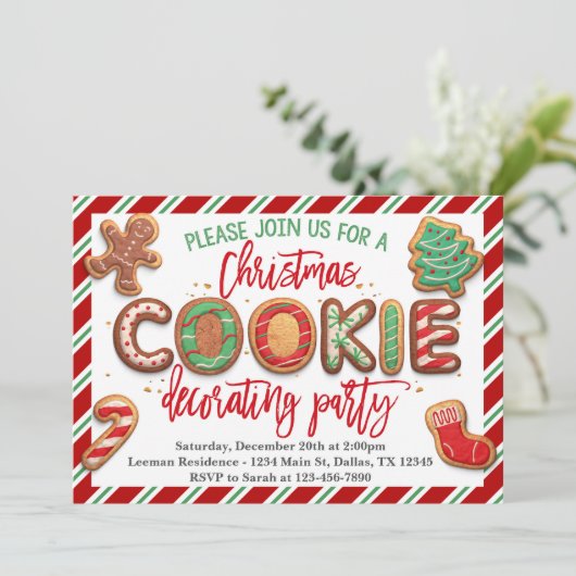 Uitnodiging voor kerstkoekjesDecoratieve Partij (Staand voorkant)