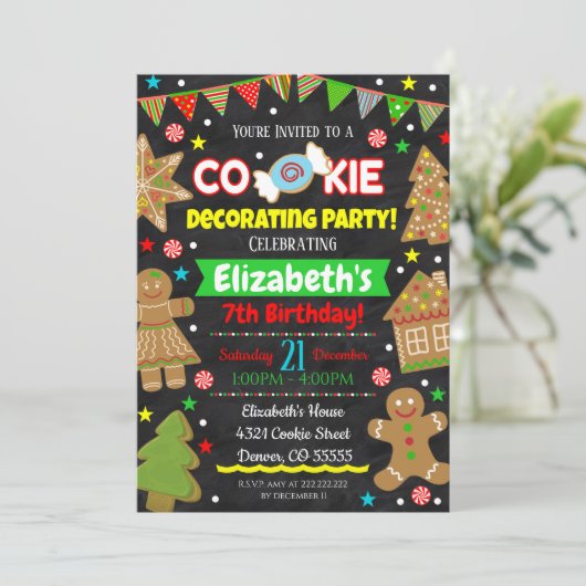 Uitnodiging voor kerstkoekjesDecoratieve Partij (Staand voorkant)