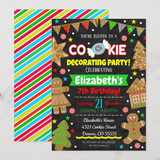 Uitnodiging voor kerstkoekjesDecoratieve Partij (Voorkant / Achterkant)