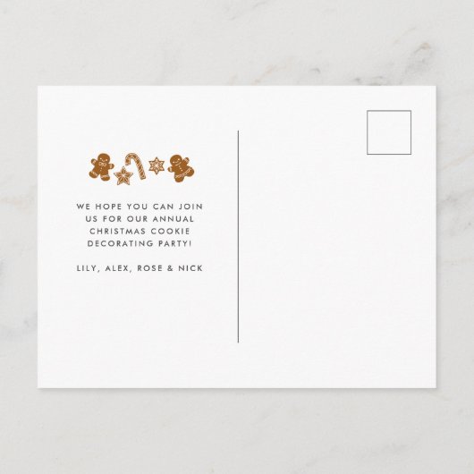 Uitnodiging voor kerstkoekjesDecoratieve Partij (Achterkant)