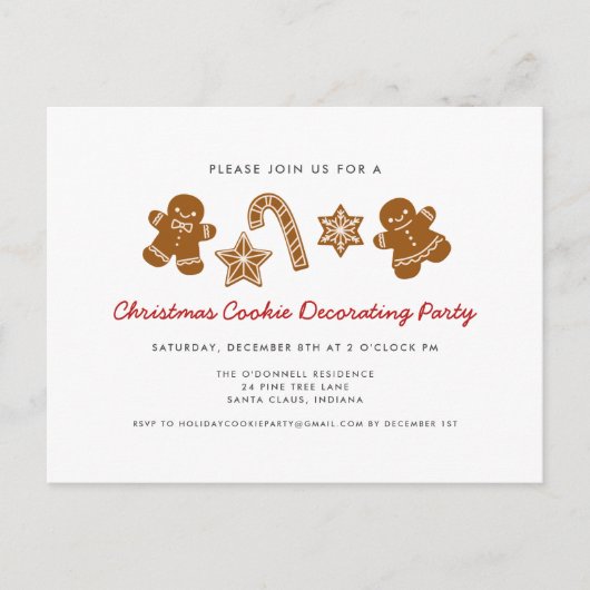 Uitnodiging voor kerstkoekjesDecoratieve Partij (Voorkant)