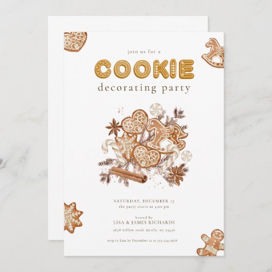 Uitnodiging voor kerstkoekjesDecoratieve Partij (Voorkant / Achterkant)
