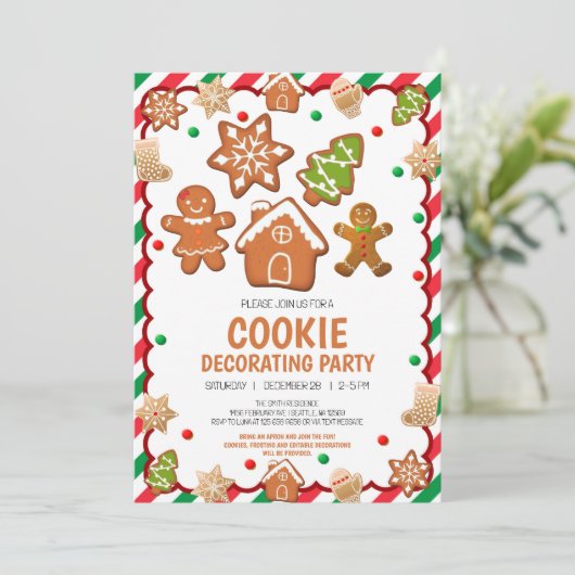 Uitnodiging voor kerstkoekjesDecoratieve Partij (Staand voorkant)