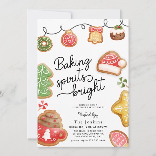 Uitnodiging voor kerstkoekjeskoekjes (Voorkant)