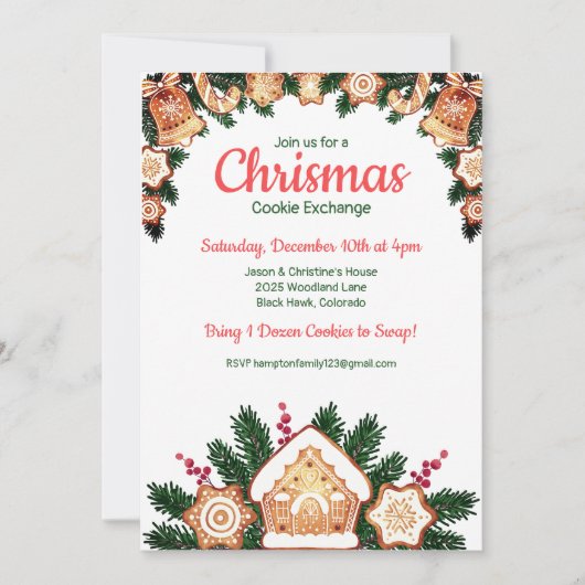 Uitnodiging voor kerstkoekjesuitwisseling (Voorkant)