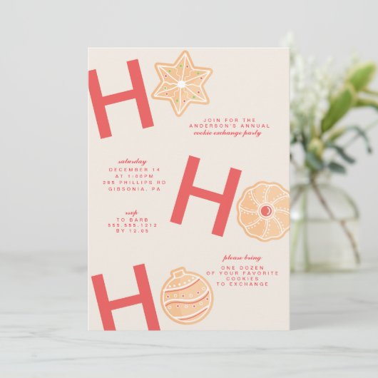 Uitnodiging voor kerstkoekjesuitwisseling (Staand voorkant)