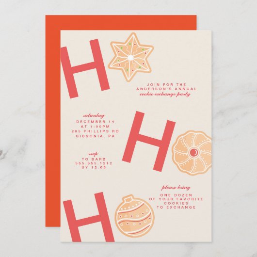 Uitnodiging voor kerstkoekjesuitwisseling (Voorkant / Achterkant)