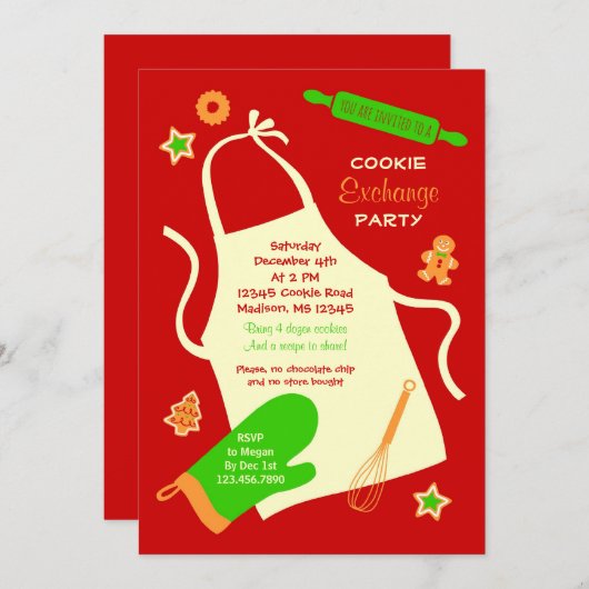 Uitnodiging voor kerstkoekjesuitwisseling (Voorkant / Achterkant)