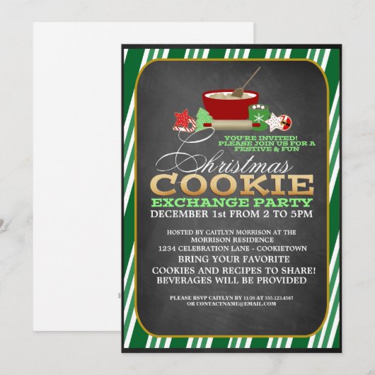 Uitnodiging voor kerstkoekjesuitwisseling (Voorkant / Achterkant)