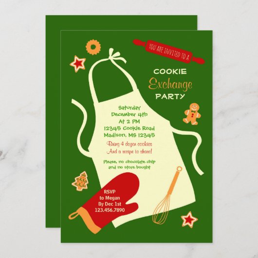 Uitnodiging voor kerstkoekjesuitwisseling (Voorkant / Achterkant)