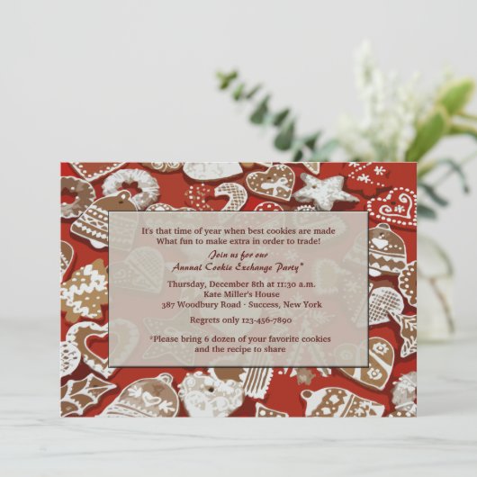Uitnodiging voor kerstkoekjesuitwisseling (Staand voorkant)