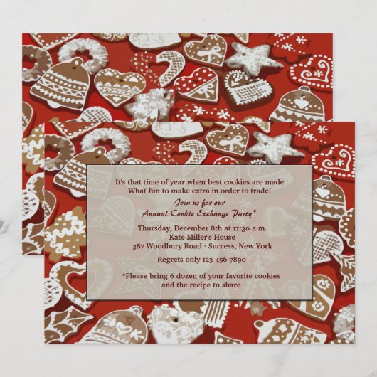 Uitnodiging voor kerstkoekjesuitwisseling (Voorkant / Achterkant)