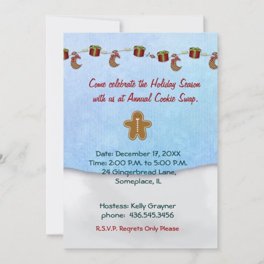 Uitnodiging voor kerstkoekjesuitwisseling (Achterkant)