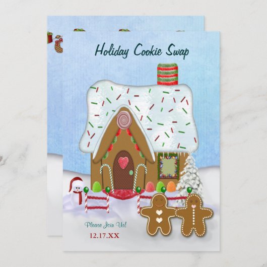Uitnodiging voor kerstkoekjesuitwisseling (Voorkant / Achterkant)
