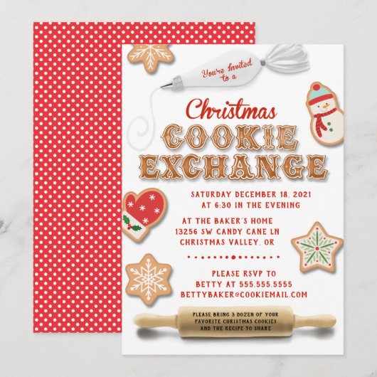 Uitnodiging voor kerstkoekjesuitwisseling (Voorkant / Achterkant)