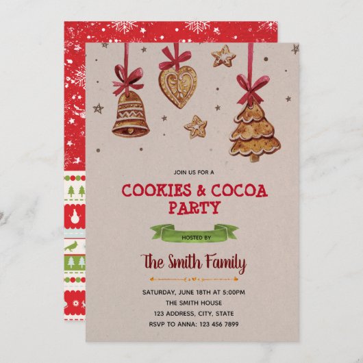 Uitnodiging voor kerstkoekjesuitwisseling (Voorkant / Achterkant)