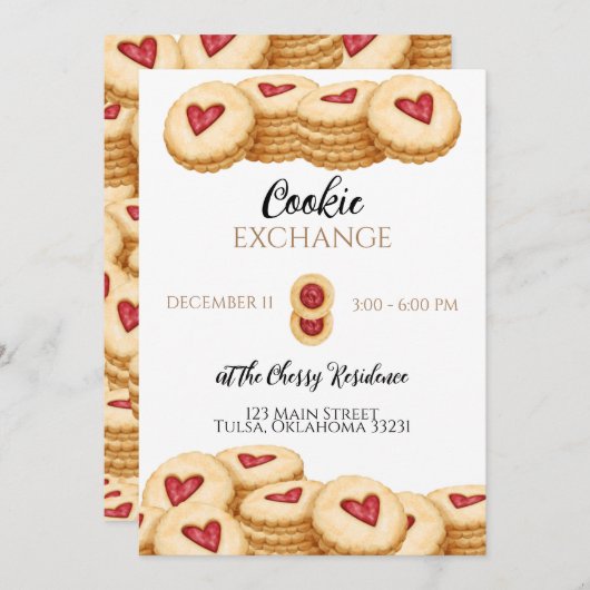 Uitnodiging voor kerstkoekjesuitwisseling (Voorkant / Achterkant)