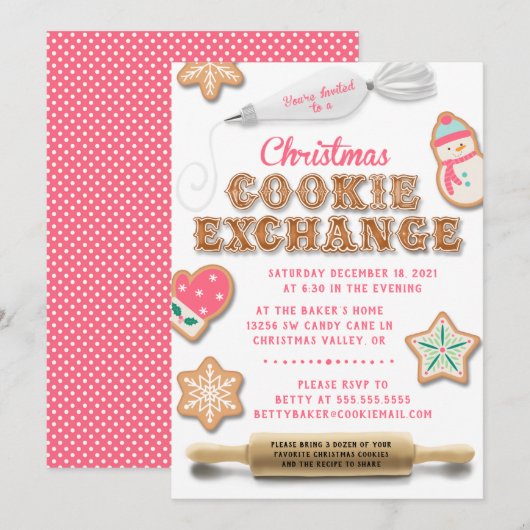 Uitnodiging voor kerstkoekjesuitwisseling (Voorkant / Achterkant)