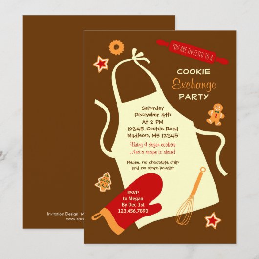 Uitnodiging voor kerstkoekjesuitwisseling (Voorkant / Achterkant)