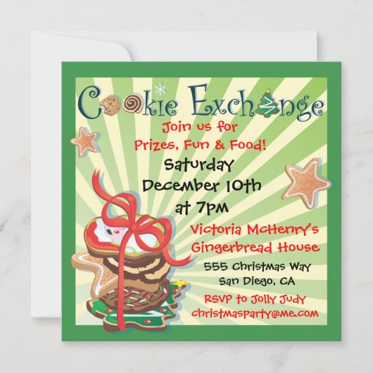 Uitnodiging voor kerstkoekjesuitwisseling (Voorkant)