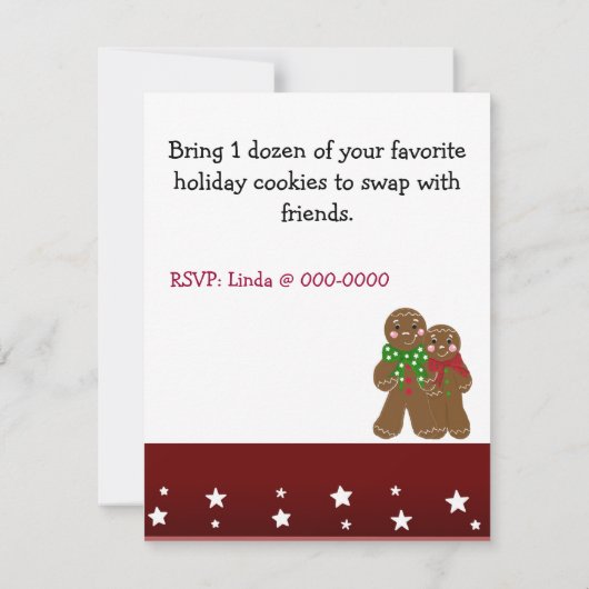 Uitnodiging voor kerstkoekjeswisselaar (Achterkant)