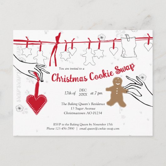 Uitnodiging voor kerstkoekjeswisselaar (Voorkant)