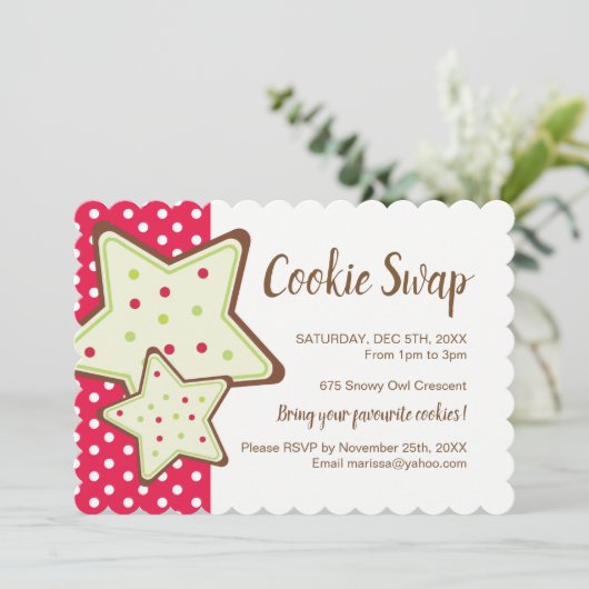 Uitnodiging voor kerstkoekjeswisselaar (Staand voorkant)