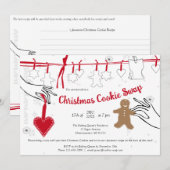 Uitnodiging voor kerstkoekjeswisselaar (Voorkant / Achterkant)