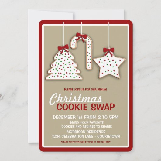 Uitnodiging voor kerstkoekjeswisselaar (nuetral) (Voorkant)