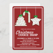 Uitnodiging voor kerstkoekjeswisselaar (rood) (Voorkant / Achterkant)