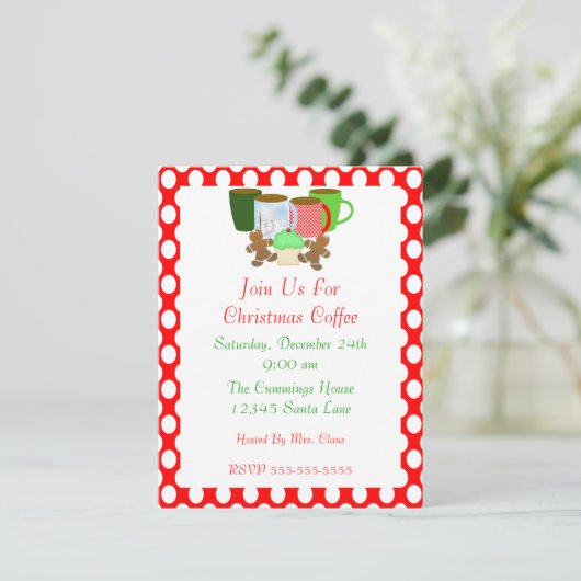 Uitnodiging voor kerstkoffie (Staand voorkant)