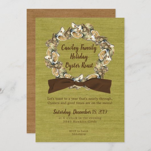 Uitnodiging voor Kerstkrans met Oesterbraden (Voorkant / Achterkant)