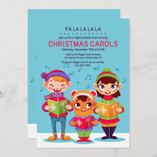 Uitnodiging voor Kerstliedjeszangers (Voorkant / Achterkant)