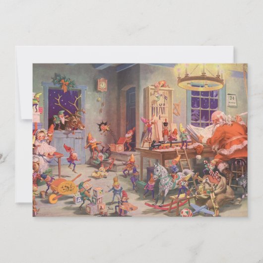 Uitnodiging voor Kerstman en Elfen (Voorkant)