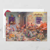 Uitnodiging voor Kerstman en Elfen (Voorkant / Achterkant)