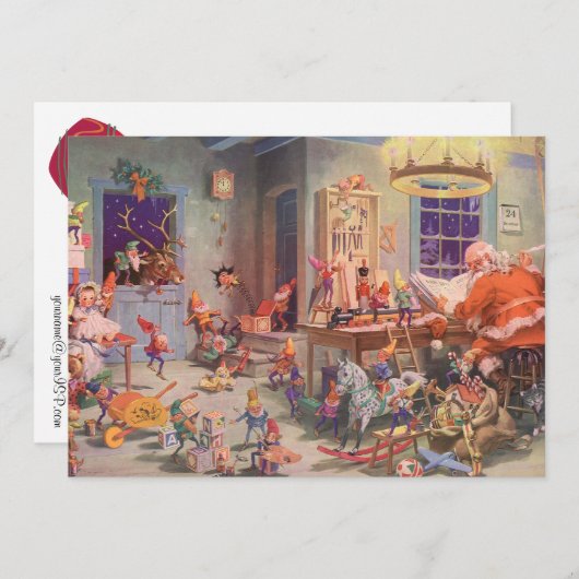 Uitnodiging voor Kerstman en Elfen (Voorkant / Achterkant)