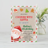 Uitnodiging voor Kerstman-feest met koekjes (Staand voorkant)