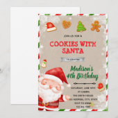 Uitnodiging voor Kerstman-feest met koekjes (Voorkant / Achterkant)