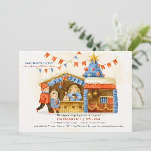 Uitnodiging voor kerstmarkt (Staand voorkant)