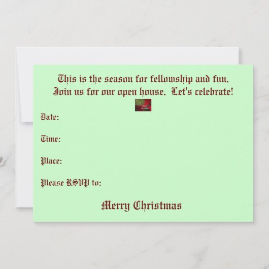 Uitnodiging voor kerstmis (Achterkant)