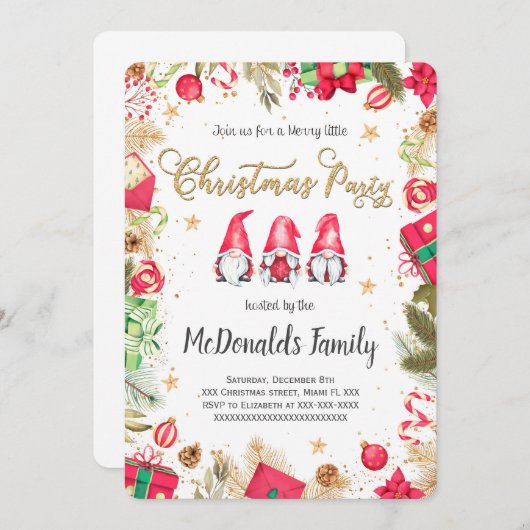 Uitnodiging voor Kerstmis (Voorkant / Achterkant)