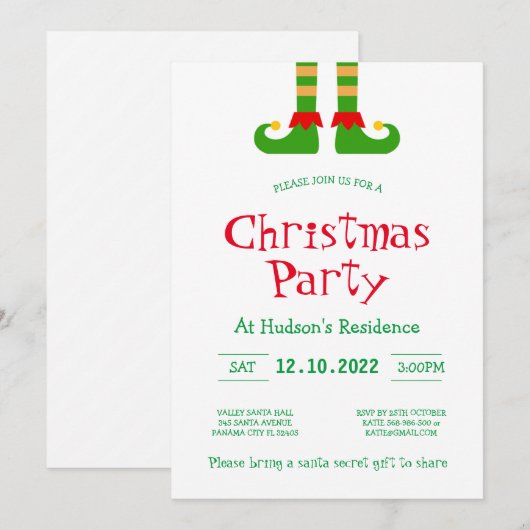 Uitnodiging voor Kerstmis (Voorkant / Achterkant)