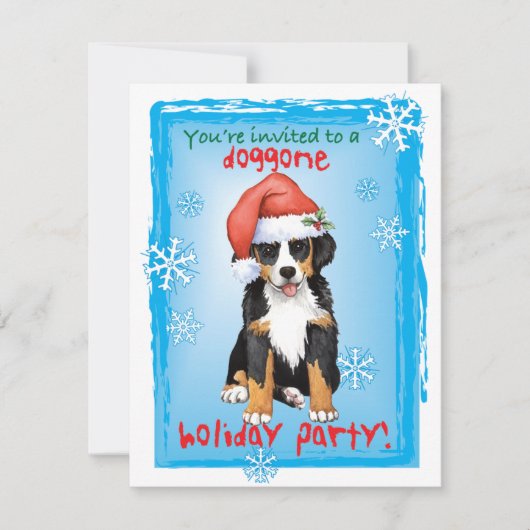 Uitnodiging voor Kerstmis Bernese Mountain Dog (Voorkant)